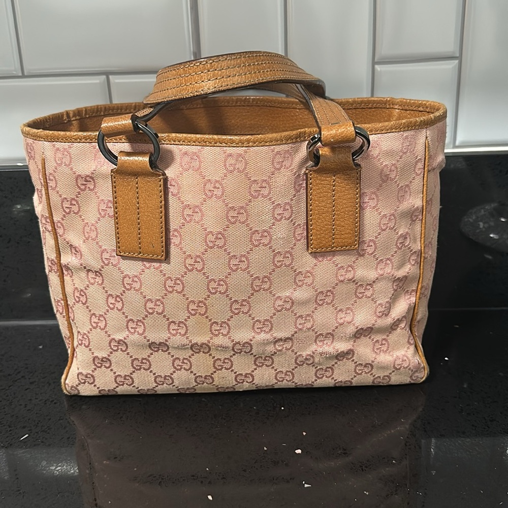 Authentic Women’s Pink Gucci double G Monogram Purse Small Tote - Picture 2 of 14